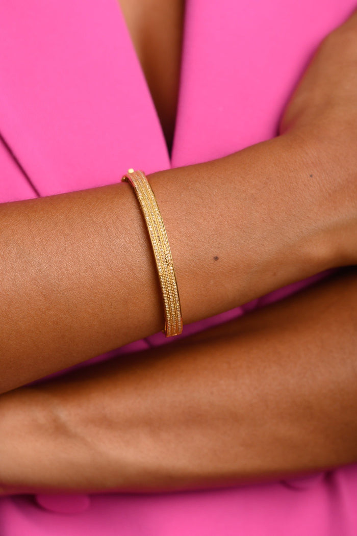 Metalbox — Bracelet Ernestine — bracelet jonc ouvrable en argent 925 plaqué or, serti de diamants taille rose