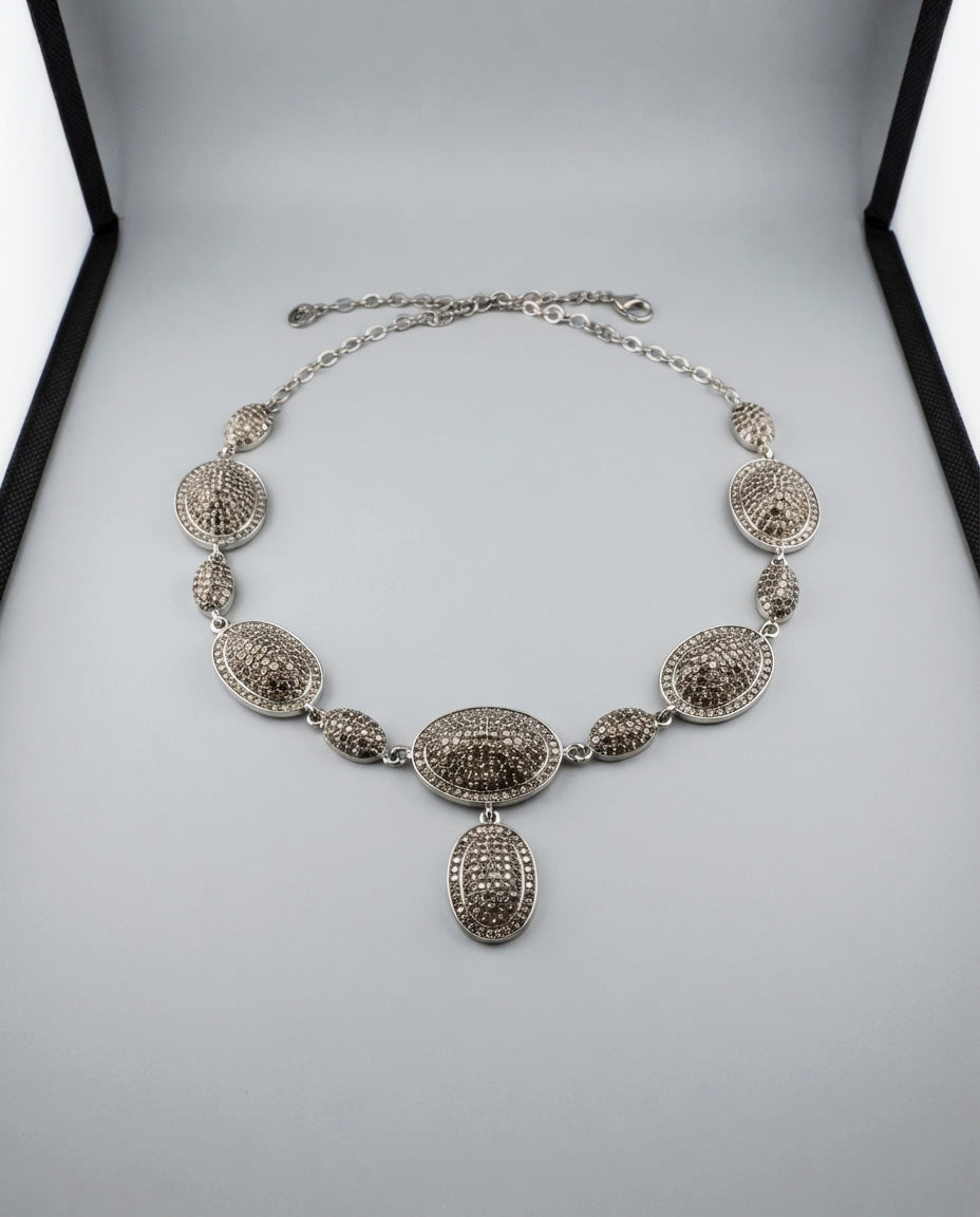 Metalbox — Collier Pénélope — collier en argent, pavage de diamants bruns taille rose, vue 2