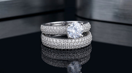 Metalbox — Bague Inès — duo de bagues en argent 925, zircons ronds