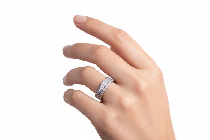 Metalbox — Bague Engagement — bague en argent sertie de diamants taille rose